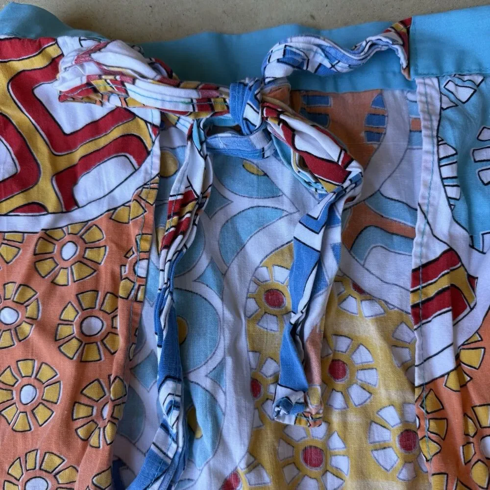 Vintage Retro Half Apron Patchwork Print Kitchen Tie Back 60s Style Grandmacore